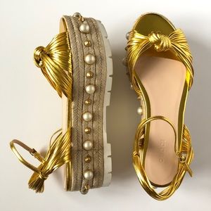 GUCCI GOLD LEATHER ESPADRILLES - BRAND NEW IN BOX!